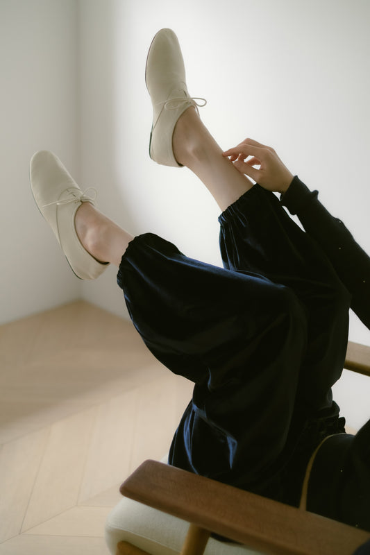 Velour Drawstring Pants / Navy