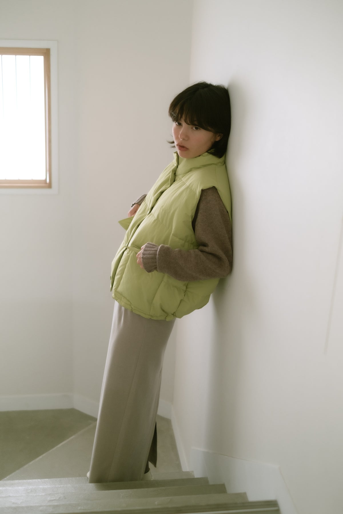 down vest / light green
