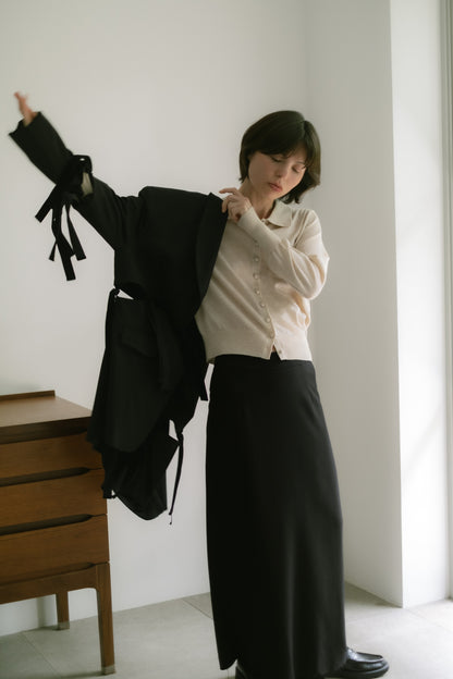 Wool I-line skirt / Black