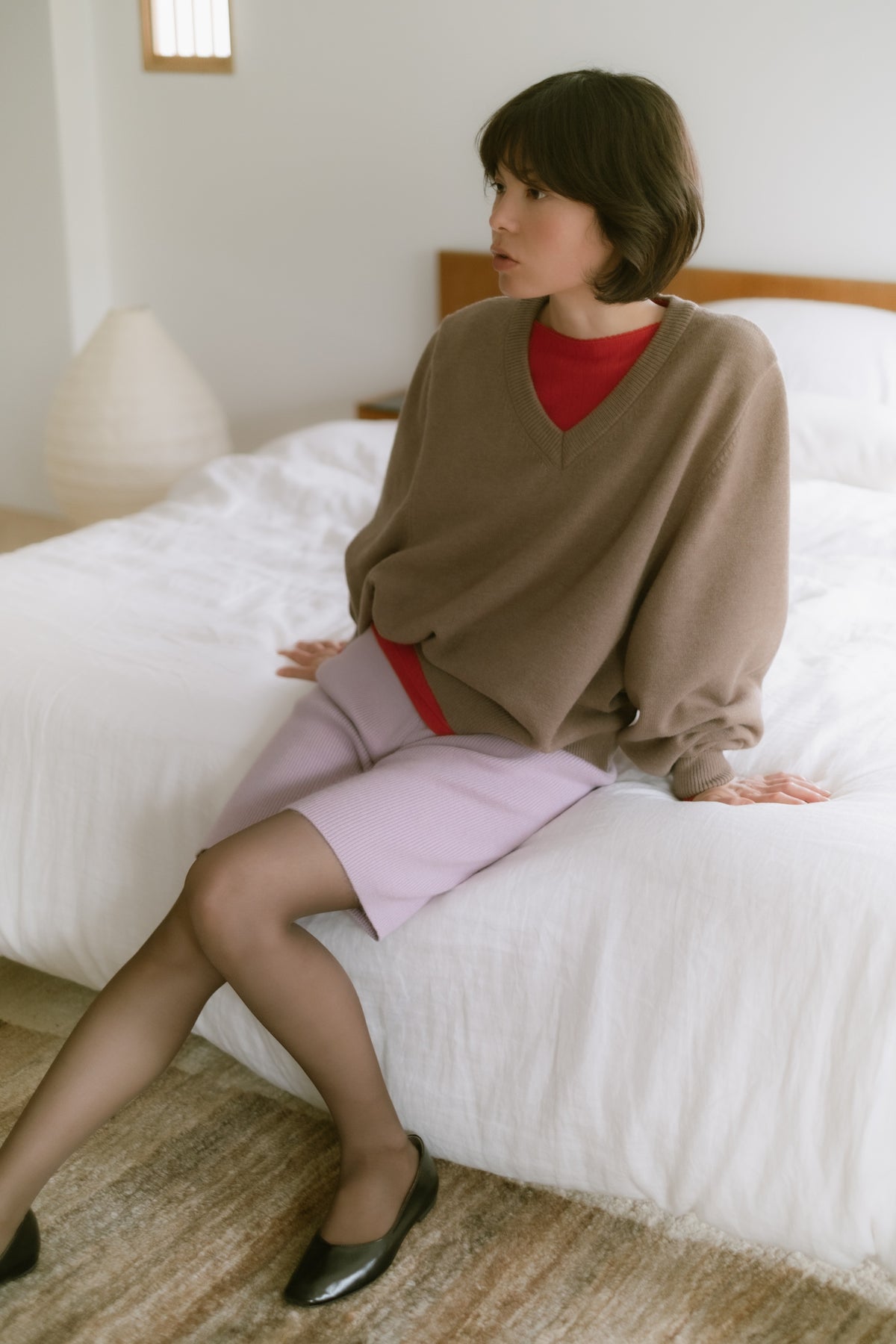 Angora blend knit biker pants / Dusty Purple