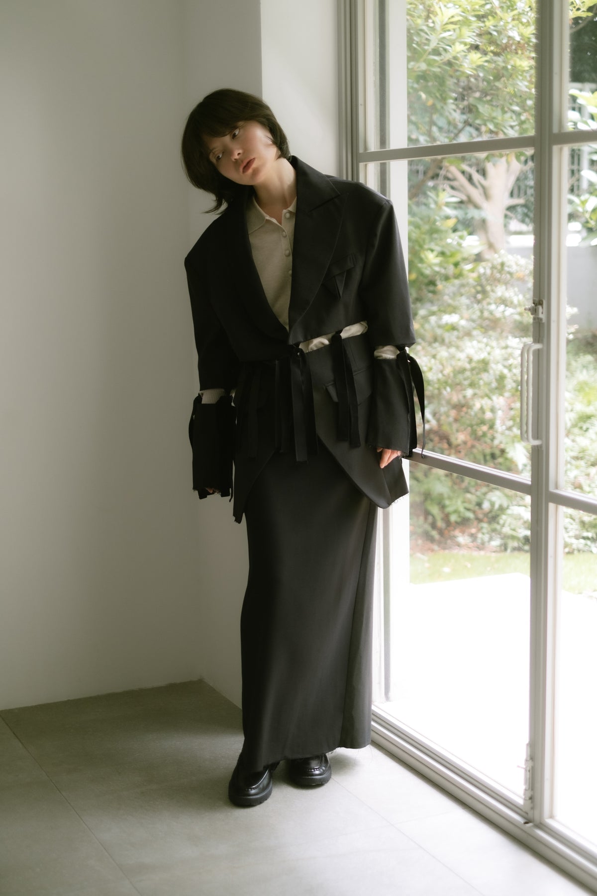 Wool I-line skirt / Black