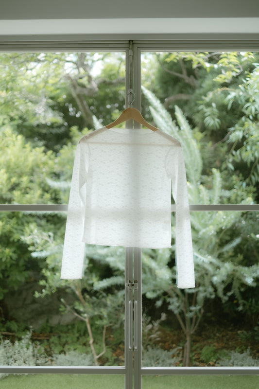 Classic sheer lace tops / White