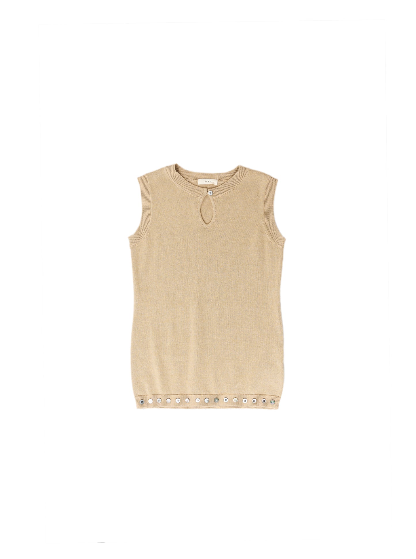 Hem button knit top / Olive beige