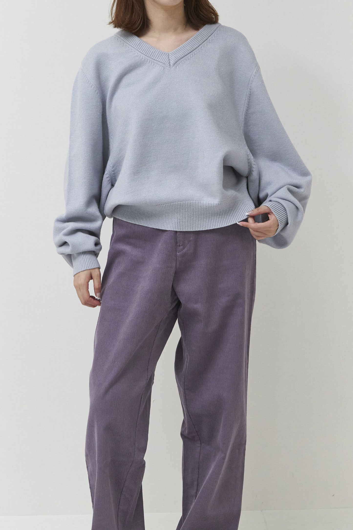 Soft corduroy wide pants / Plum