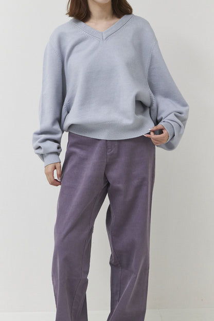 Soft corduroy wide pants / Plum